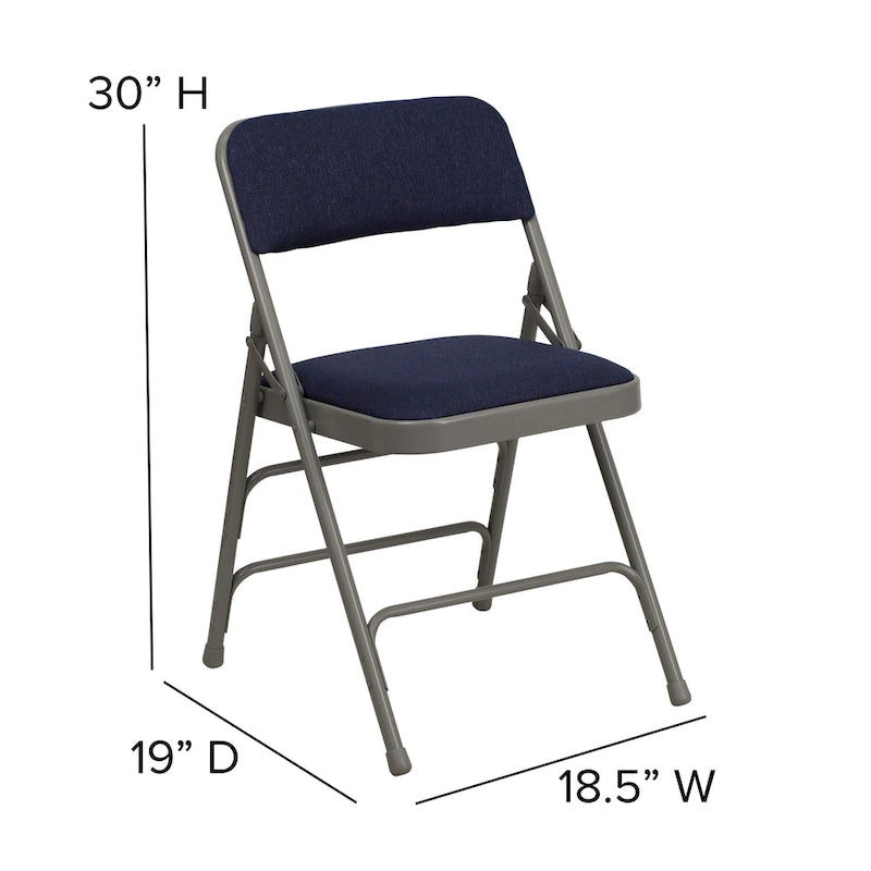 Set of 2 Metal Folding Chairs with Padded Seats