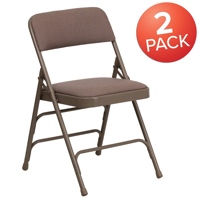 Set of 2 Metal Folding Chairs with Padded Seats