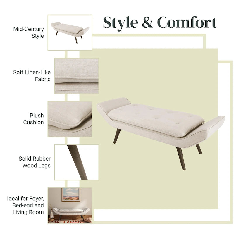 Newcastle Fabric Tufted Bench