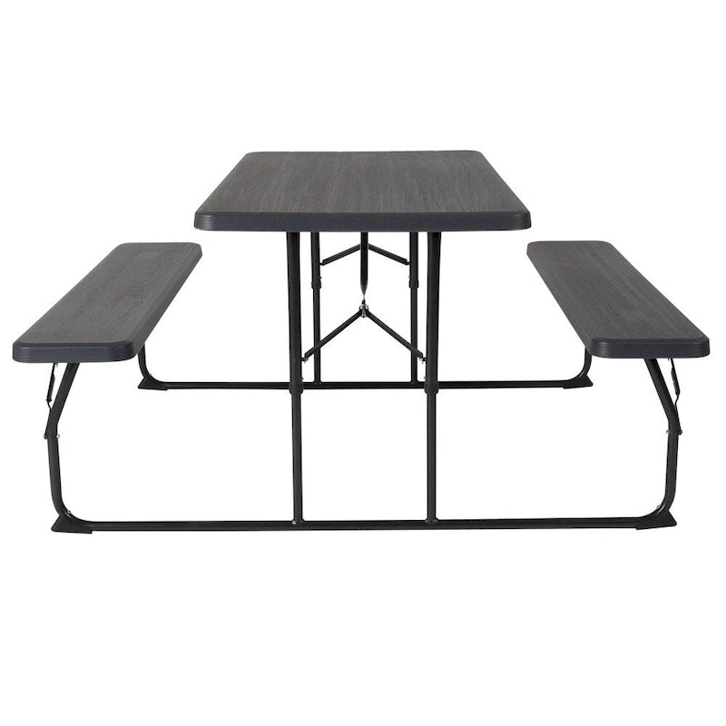 All-In-One Folding Picnic Table and Bench Set - Adult Size, Wood Grain