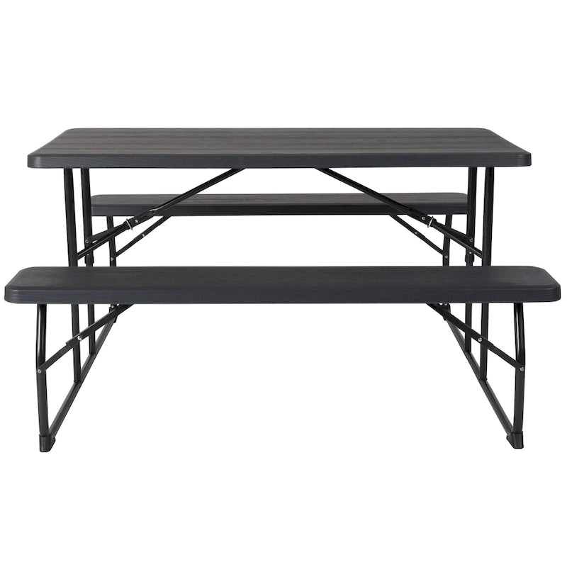 All-In-One Folding Picnic Table and Bench Set - Adult Size, Wood Grain