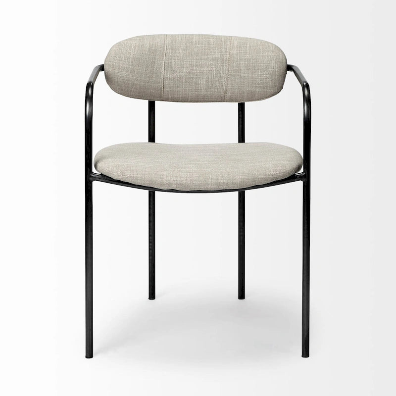 Parker Beige Fabric Seat With Gun Metal Gray Metal Frame Dining Chair - 21.5L x 21.1W x 28.7H