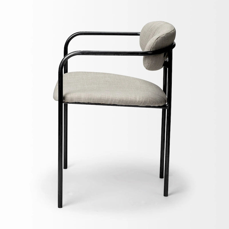 Parker Beige Fabric Seat With Gun Metal Gray Metal Frame Dining Chair - 21.5L x 21.1W x 28.7H