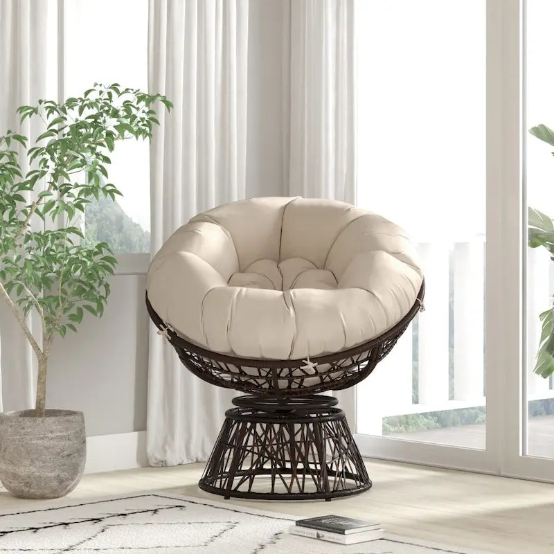 Papasan Swivel Patio Lounge Chair