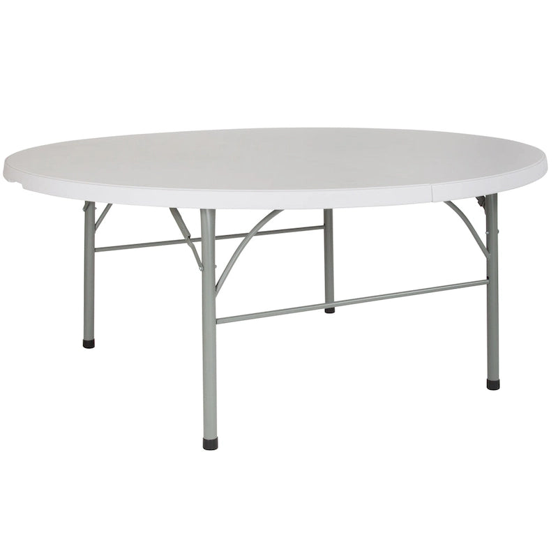 6-Foot Round Bi-Fold Plastic Event Folding Table with Handle