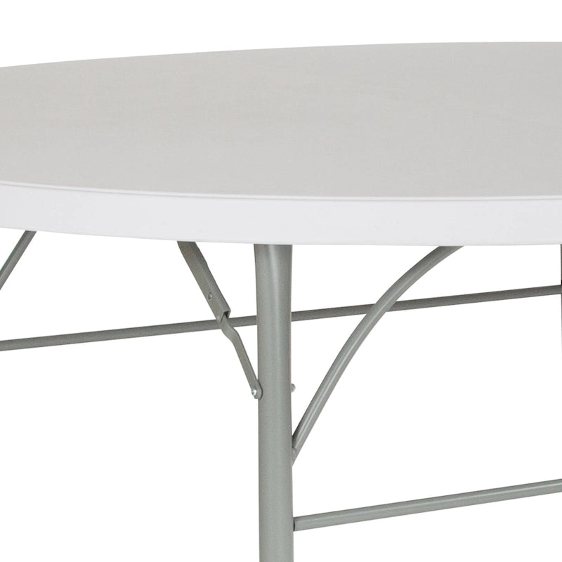 6-Foot Round Bi-Fold Plastic Event Folding Table with Handle