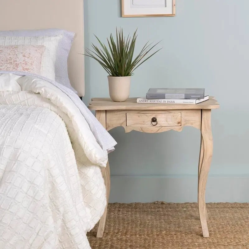 Unfinished Mindi Wood Side Table With Drawer by East at Main - 26 x 18 x 26