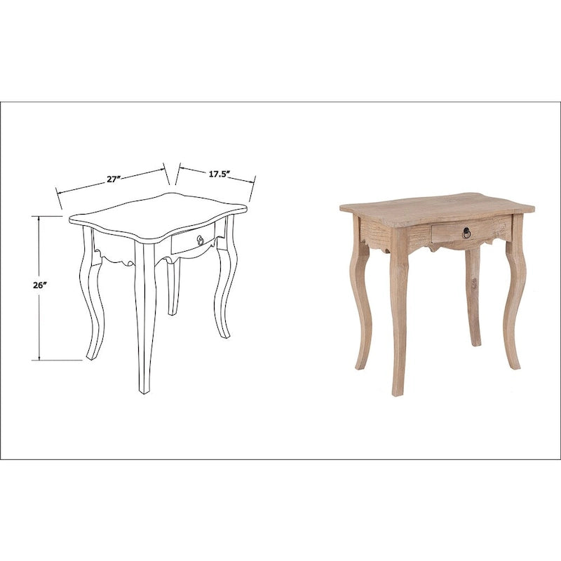 Unfinished Mindi Wood Side Table With Drawer by East at Main - 26 x 18 x 26