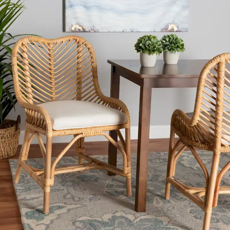 Arween Modern Bohemian Natural Brown Rattan Dining Chair
