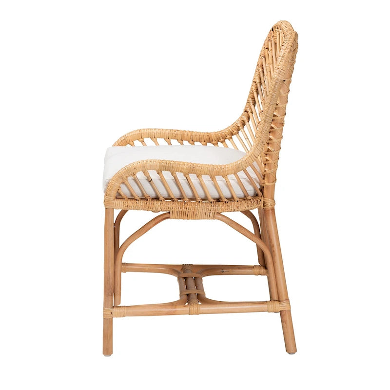 Arween Modern Bohemian Natural Brown Rattan Dining Chair