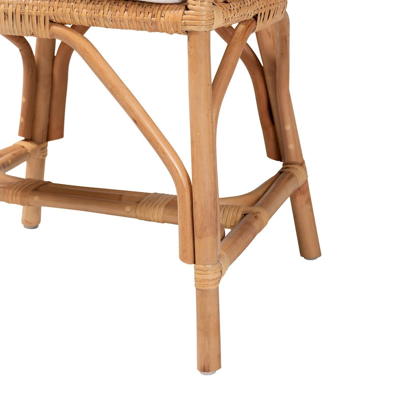 Arween Modern Bohemian Natural Brown Rattan Dining Chair