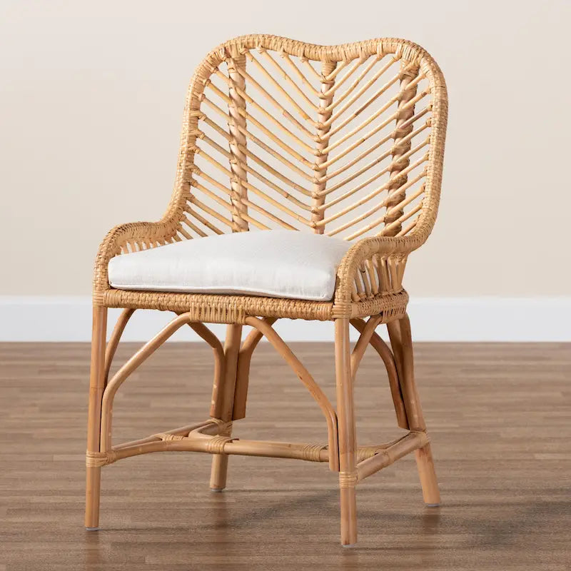 Arween Modern Bohemian Natural Brown Rattan Dining Chair