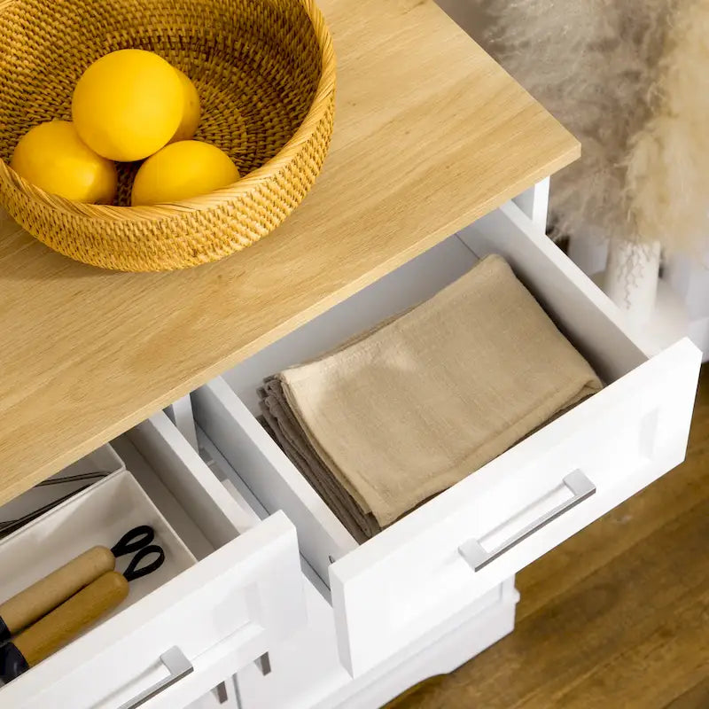Bahut de cuisine moderne avec rangements polyvalents, 3 tiroirs, placards et étagère réglable