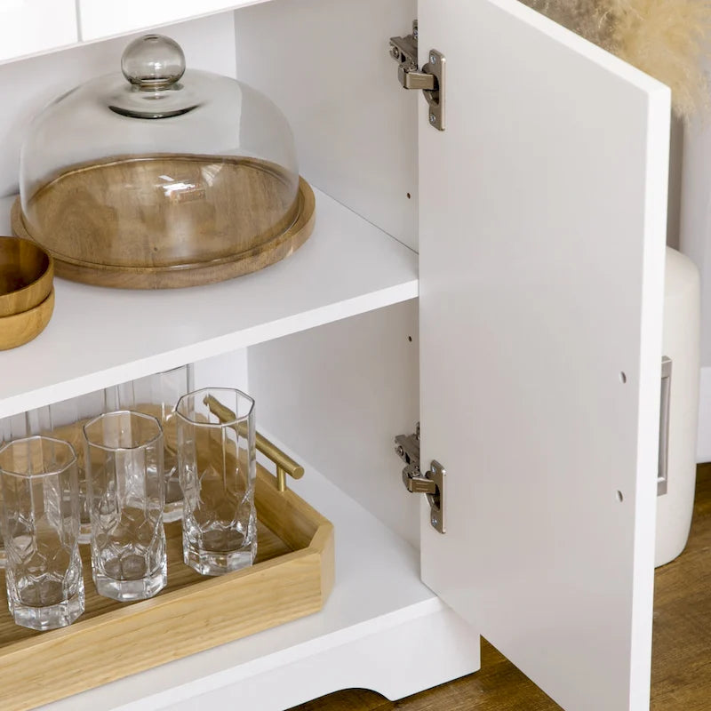 Bahut de cuisine moderne avec rangements polyvalents, 3 tiroirs, placards et étagère réglable
