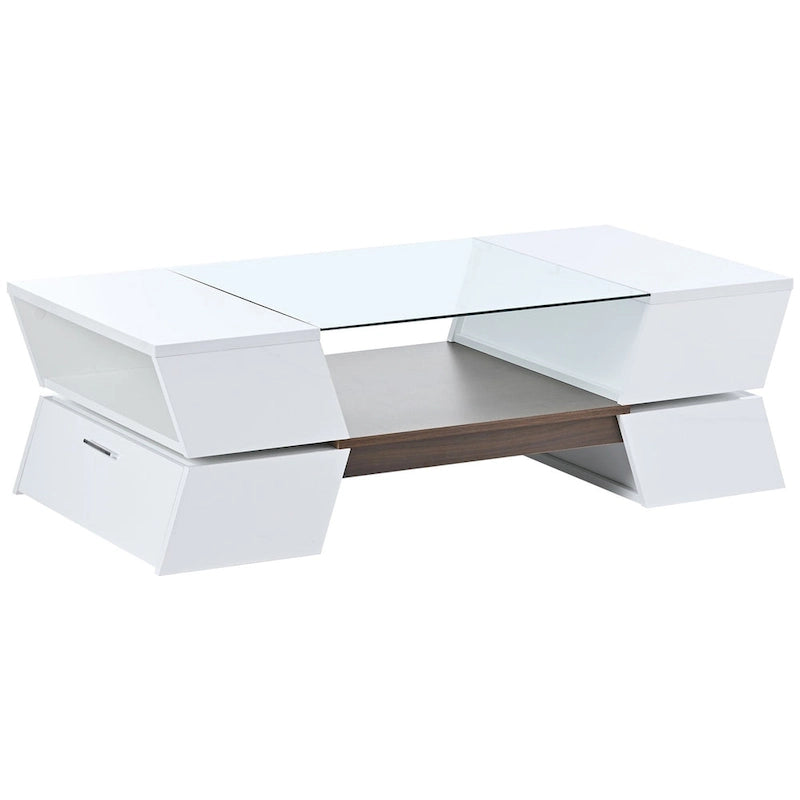 Merax Geometric Style Cocktail Table with Great Storage Capacity