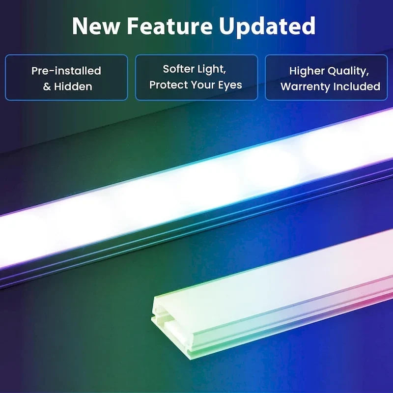 Bed Frame Hidden Storage Headboard 2-Tier Built-in LED Lights Metal