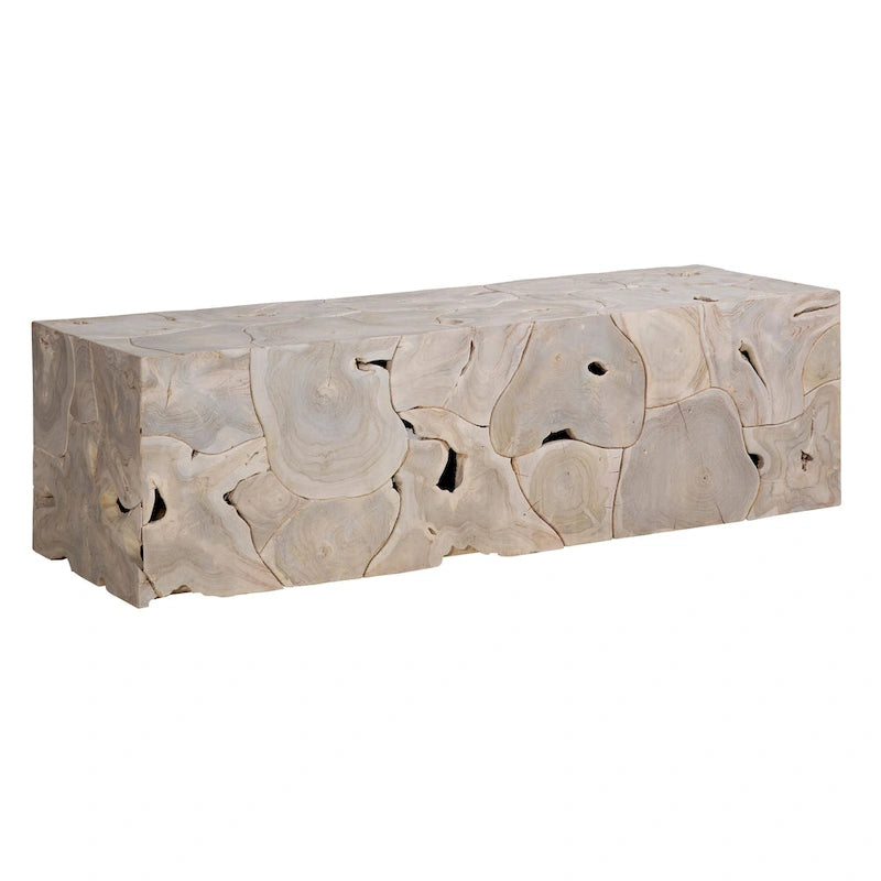 Scarlett 55-inch Rectangular Bleached Teak Root Solid Bench