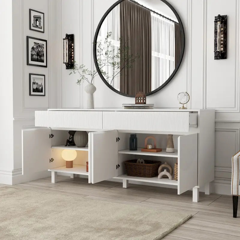 Étagère Vitrine Buffet Laqué Organiseur Polyvalent