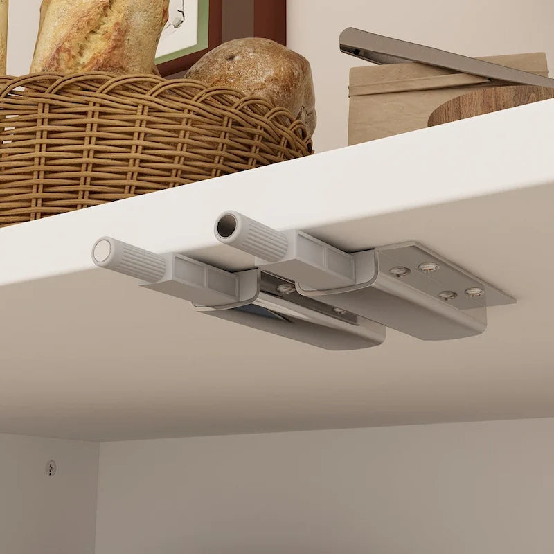 Buffet en MDF blanc avec étagères, meuble de cuisine, bahut, crédence et table d'appoint