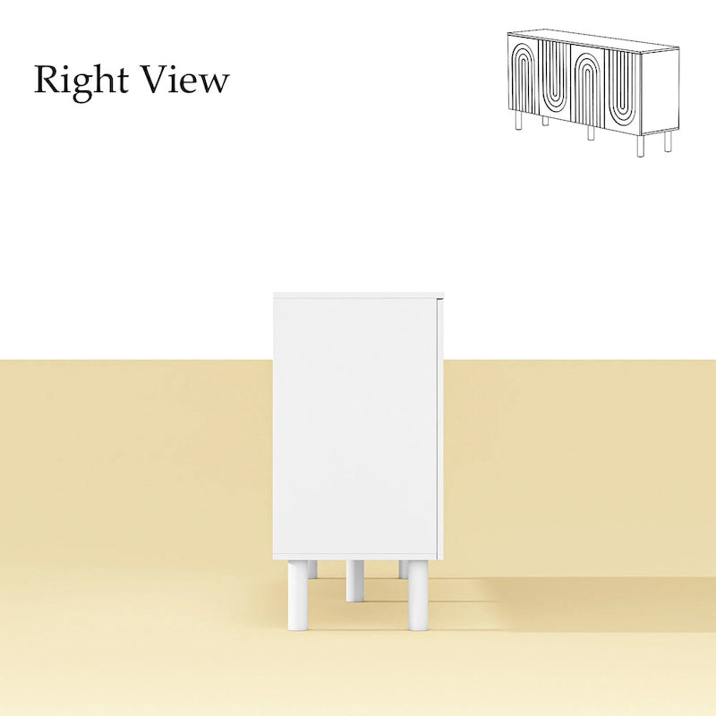 Buffet en MDF blanc avec étagères, meuble de cuisine, bahut, crédence et table d'appoint