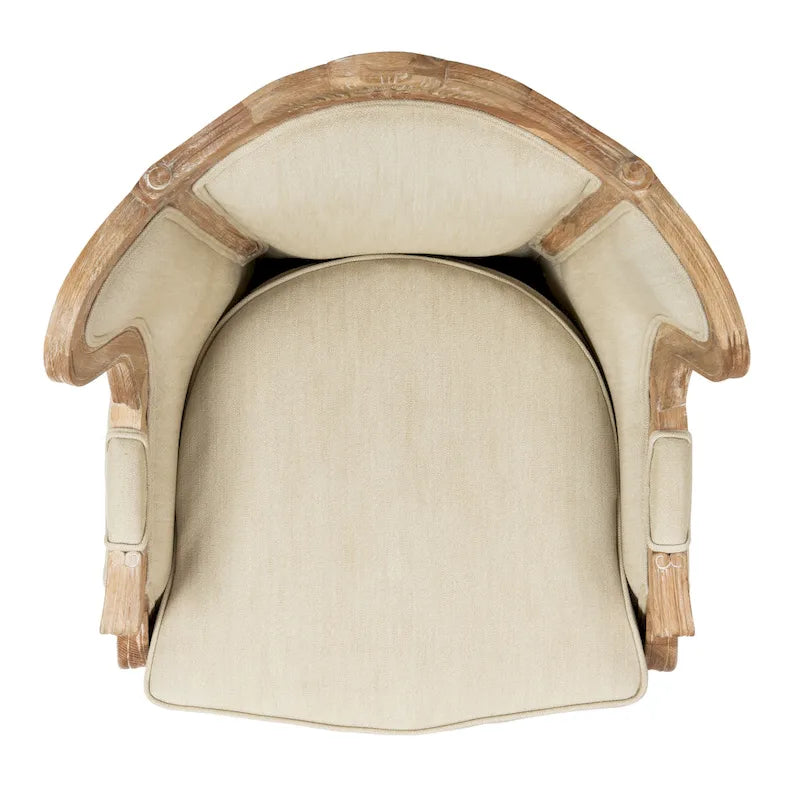 SAFAVIEH Couture Kali Oak Natural Linen Wing Chair - 34Wx34Dx40H