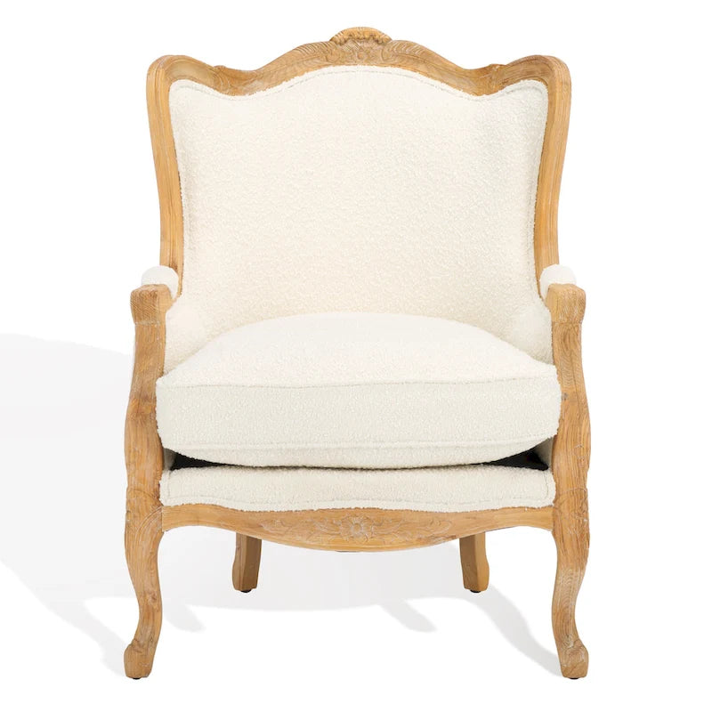 SAFAVIEH Couture Kali Oak Natural Linen Wing Chair - 34Wx34Dx40H