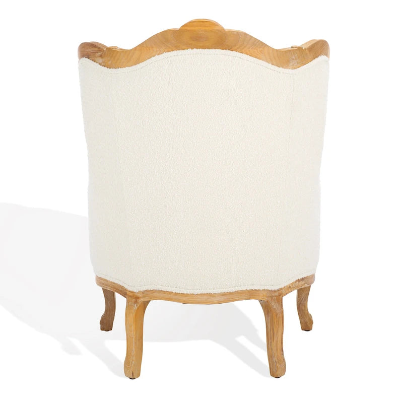 SAFAVIEH Couture Kali Oak Natural Linen Wing Chair - 34Wx34Dx40H