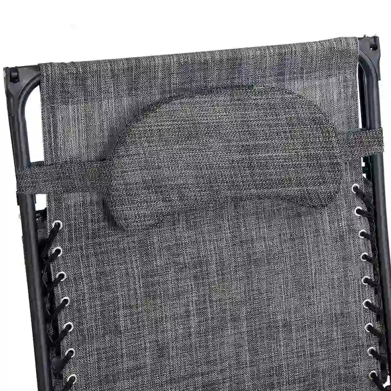 Folding Recliner Lounge Chair w/ Shade Canopy Cup Holder - Gray