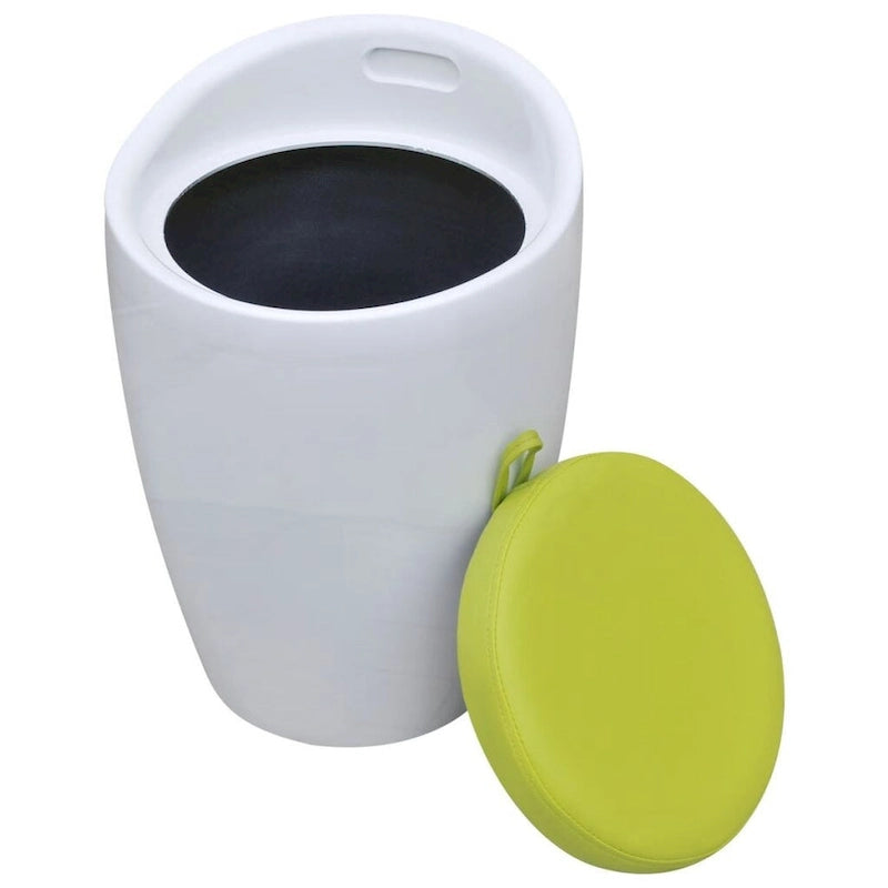 vidaXL Stool White and Green Faux Leather
