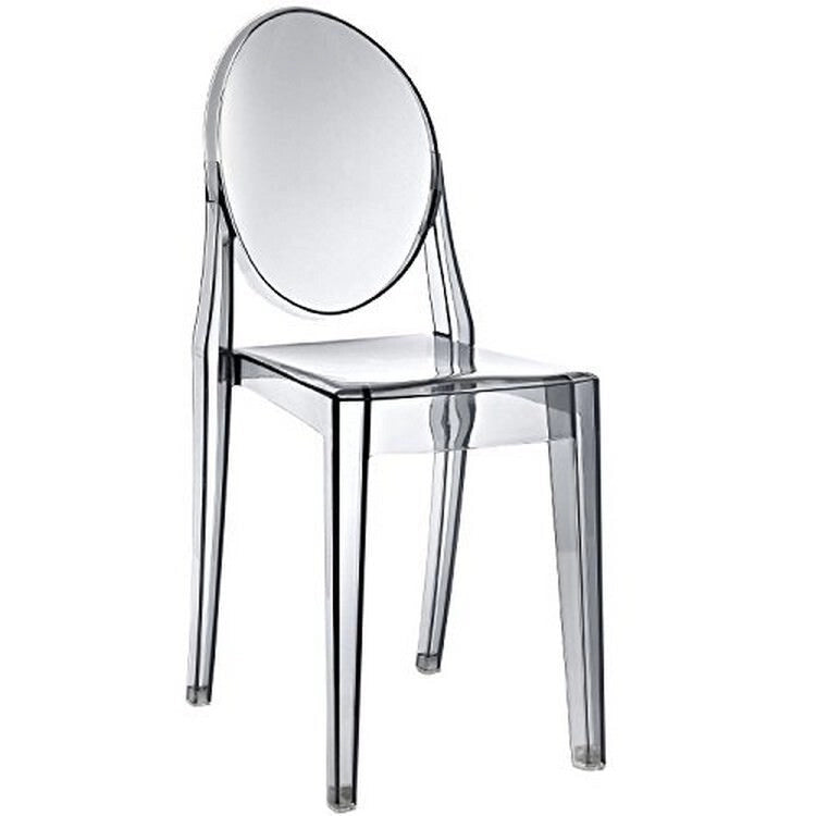 Stackable Mid Century Modern Crystal Clear Side Chairs Dining Living Room Transparent No Arms Accent Desk