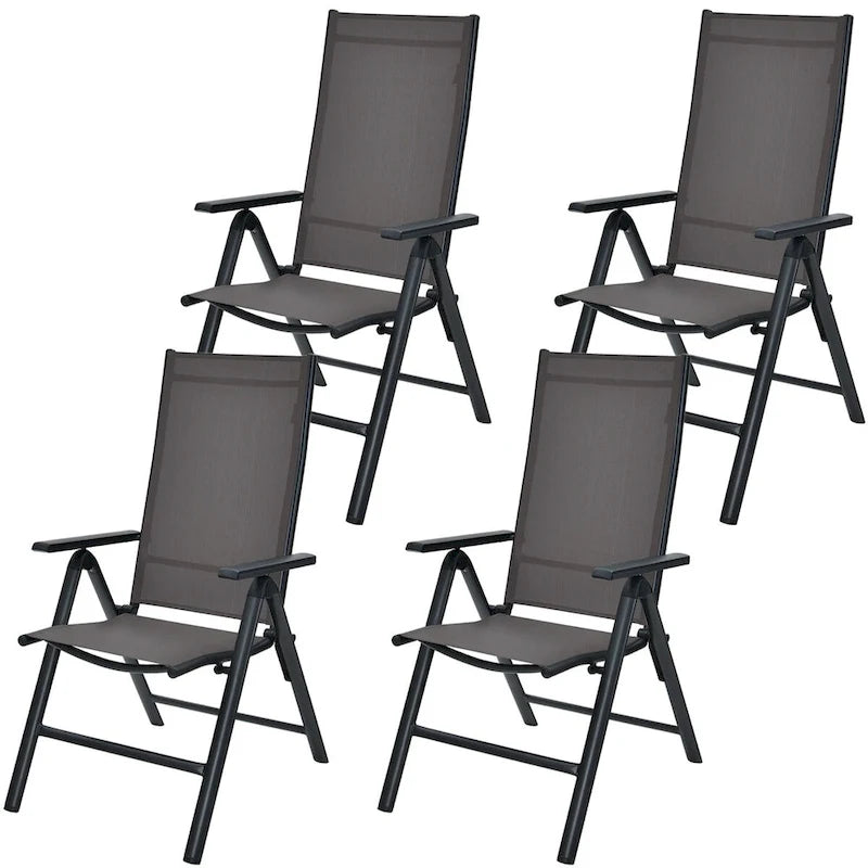 Costway 4PCS Patio Folding Dining Chairs Aluminium Adjustable Back - See details