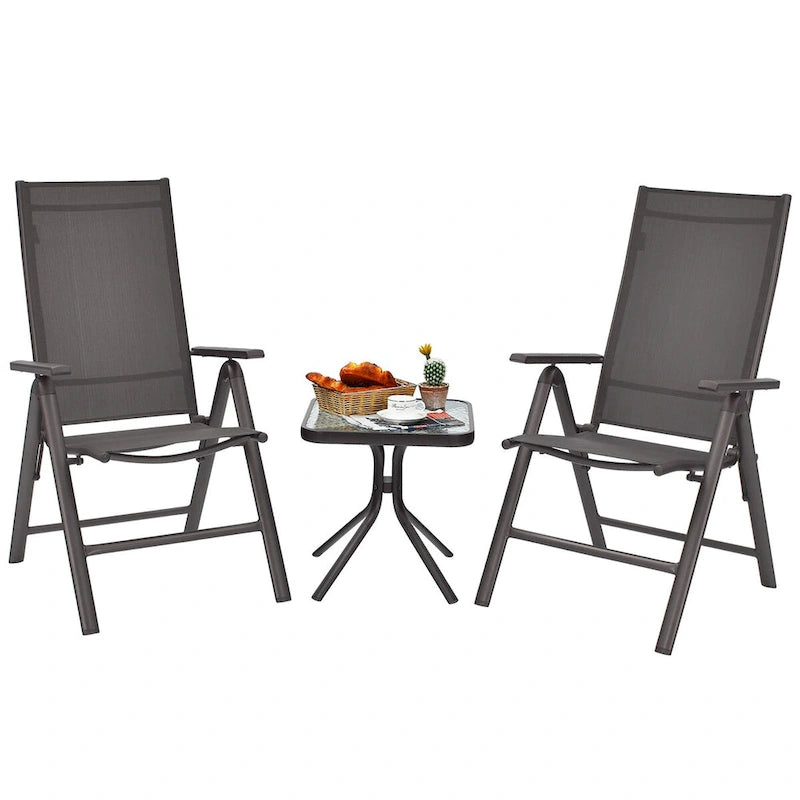 Costway 4PCS Patio Folding Dining Chairs Aluminium Adjustable Back - See details