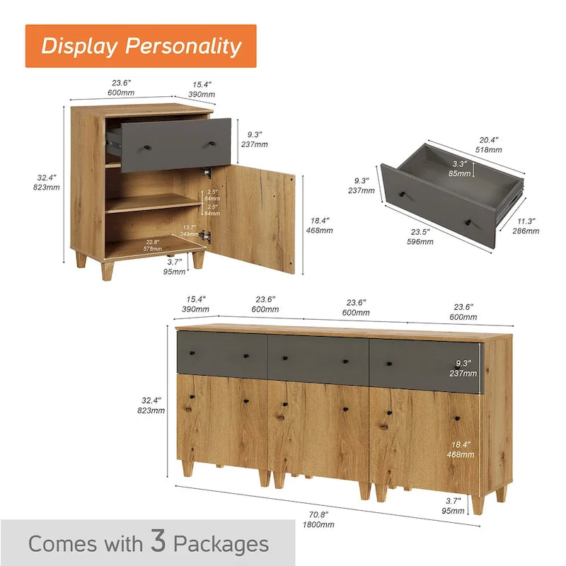 Buffet de rangement avec tiroir et porte pour cuisine, salle à manger