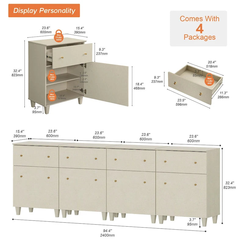 Buffet de rangement avec tiroir et porte pour cuisine, salle à manger