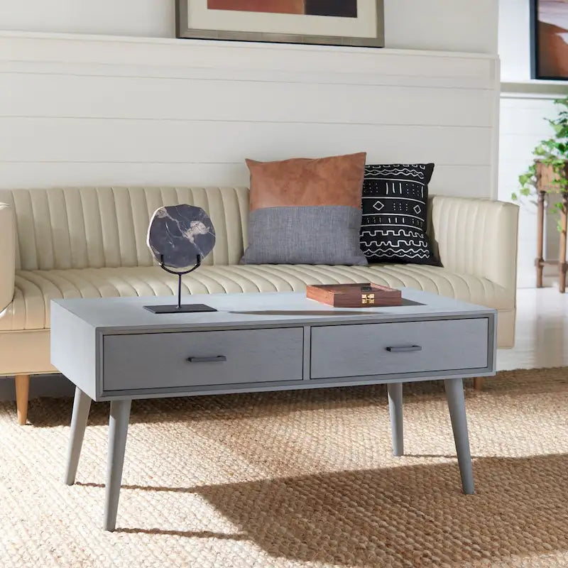 SAFAVIEH Sister Mid-Century 2-Drawer Coffee Table - 37.8 W x 19 L x 17.8 H - 38Wx19Dx18H