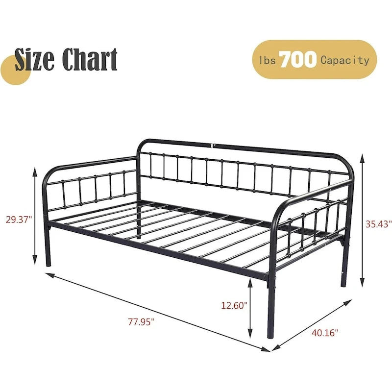 Alazyhome Daybed Metal Bed Frame / Sofa Bed / Living Guest Room