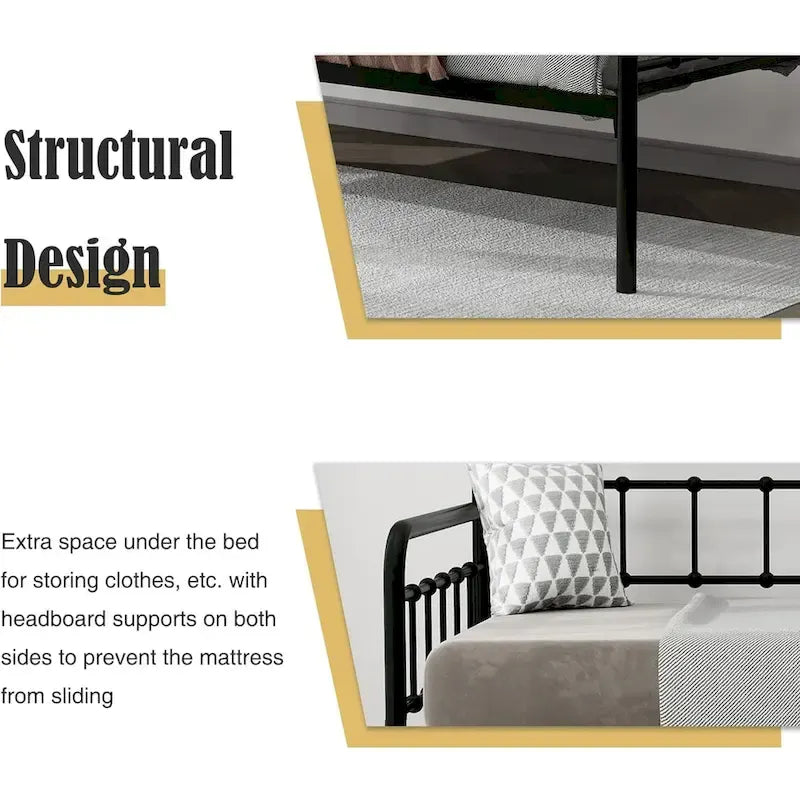 Alazyhome Daybed Metal Bed Frame / Sofa Bed / Living Guest Room