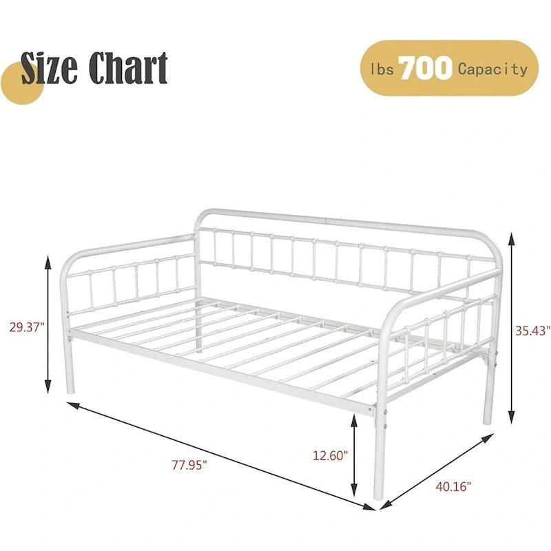 Alazyhome Daybed Metal Bed Frame / Sofa Bed / Living Guest Room