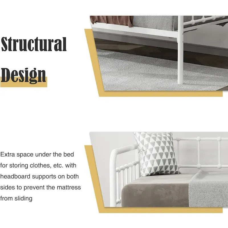 Alazyhome Daybed Metal Bed Frame / Sofa Bed / Living Guest Room