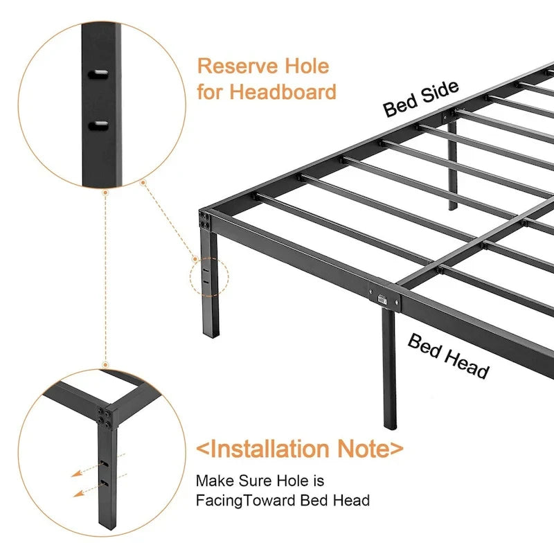 Javlergo 14 Inch Metal Platform Bed Frame, Heavy Duty Steel Slat/No Box Spring Needed