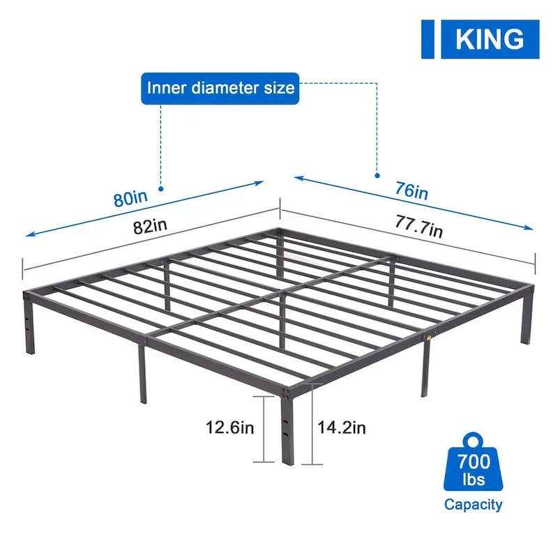 Javlergo 14 Inch Metal Platform Bed Frame, Heavy Duty Steel Slat/No Box Spring Needed