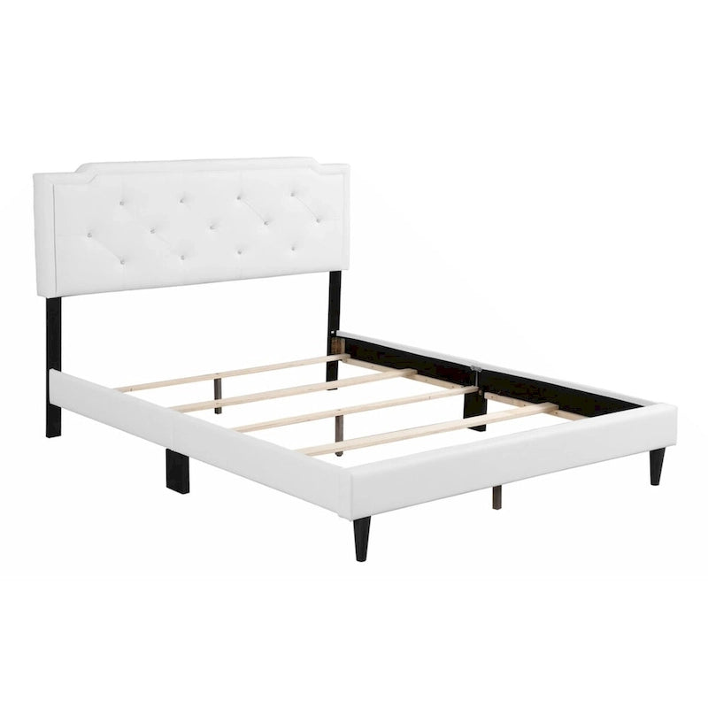 White PU Platform Bed, Queen Size