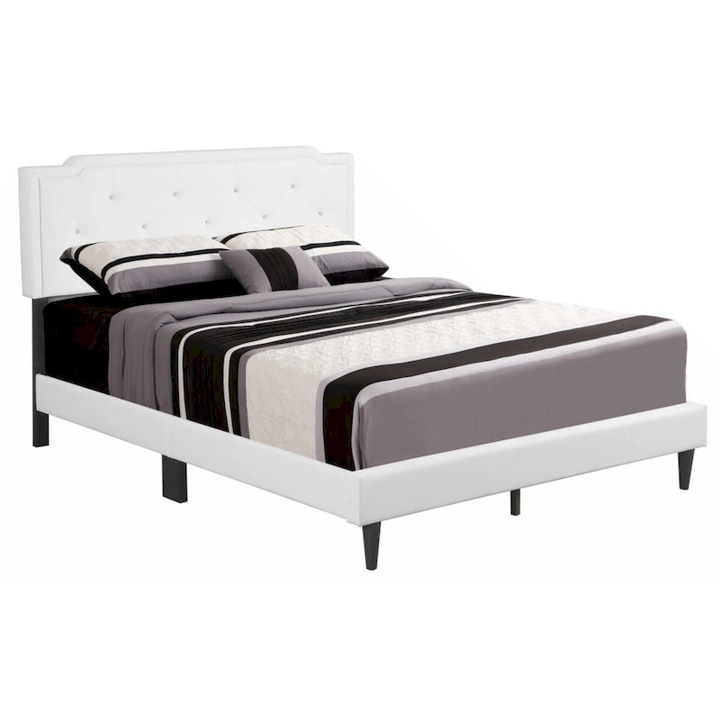 White PU Platform Bed, Queen Size