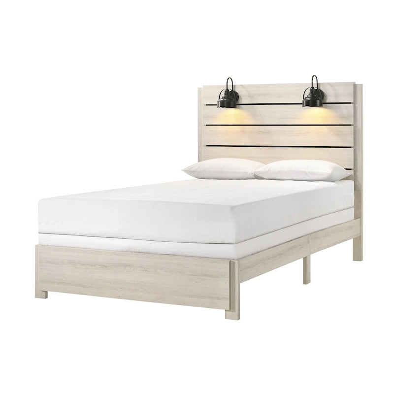 Edyth 3 Piece White LED Panel Bedroom Set