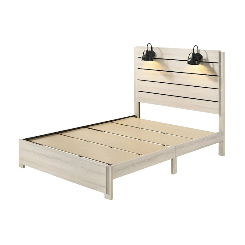 Edyth 3 Piece White LED Panel Bedroom Set