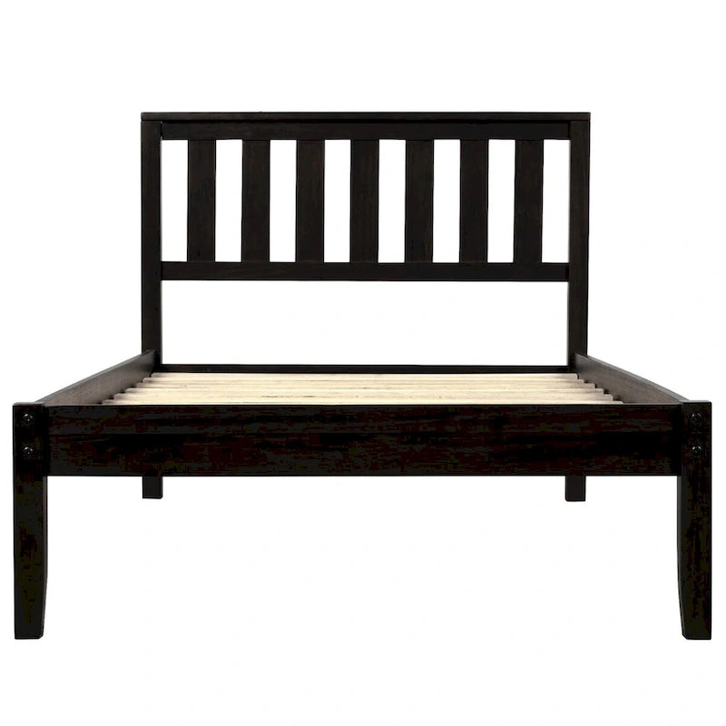 Wood Platform Bed with Headboard/ Slat
