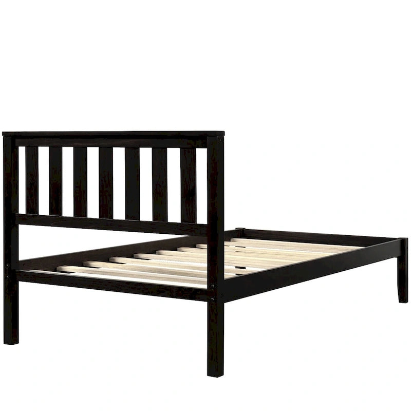 Wood Platform Bed with Headboard/ Slat