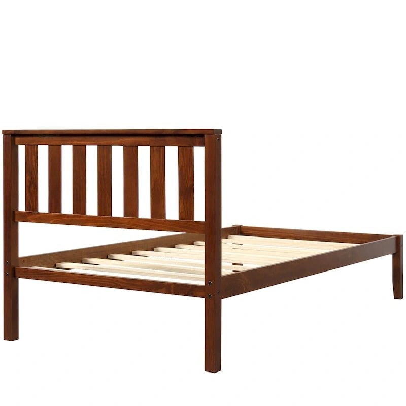 Wood Platform Bed with Headboard/ Slat