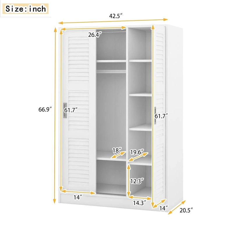Nestfair 3-Door Shutter Wardrobe with Shelves