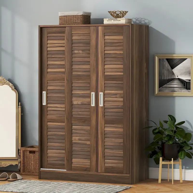 Nestfair 3-Door Shutter Wardrobe with Shelves